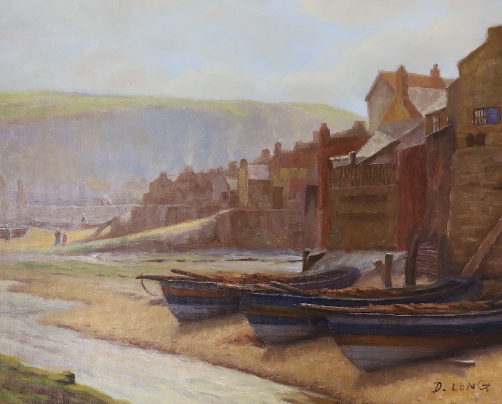 D. Long, oil on canvas, Estuary at low tide, signed, 41 x 51cm, unframed